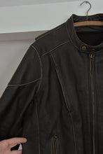 1990's DARK CHOCOLATE SKULL EMBOSSED HERITAGE LEATHER BIKER JACKET | SIZE L