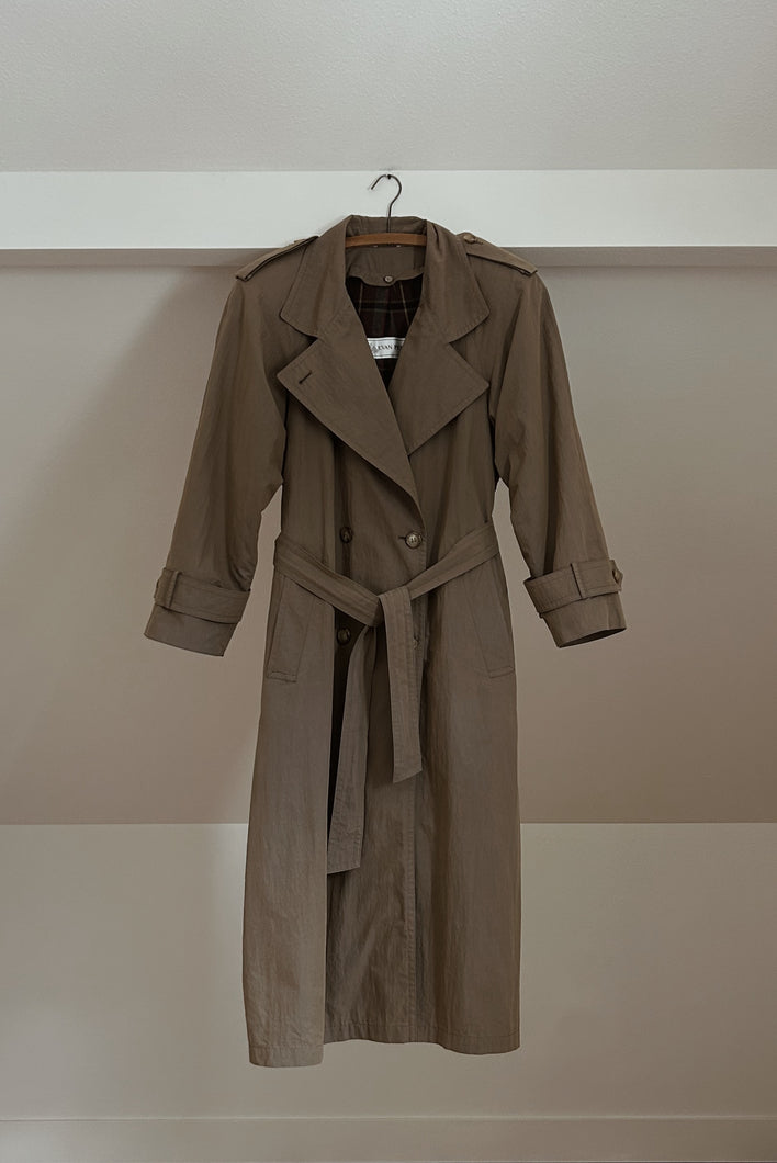 1980's CLASSIC BRUSHED COTTON TRENCH | REMOVABLE FLANNEL LINING | SIZE M/L