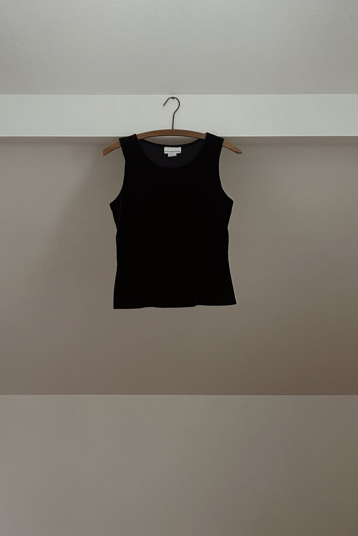 1990's PARIS SPORT NAVY DARTED VELVET TANK | SIZE S