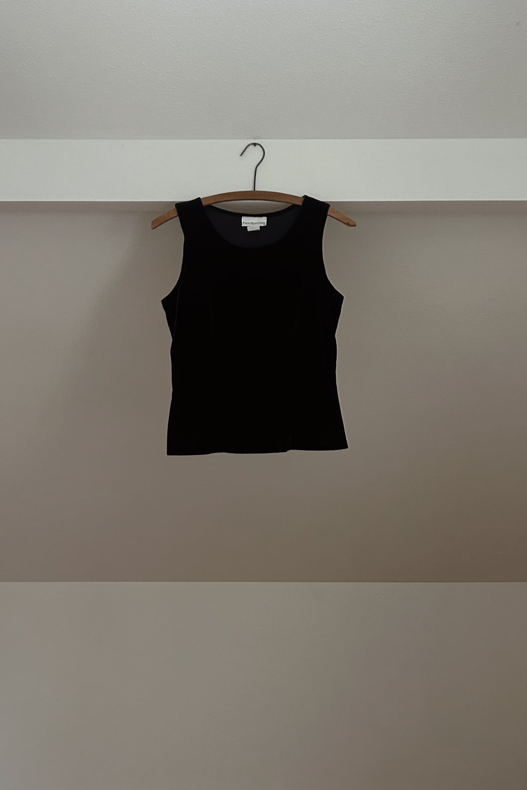 1990's PARIS SPORT NAVY DARTED VELVET TANK | SIZE S