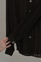 1990's BLACK LINEN GAUZE BUTTON BLOUSE | SIZE M