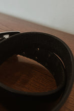 1990's CLASSIC BLACK LEATHER DOUBLE PRONG BELT | SIZE XS