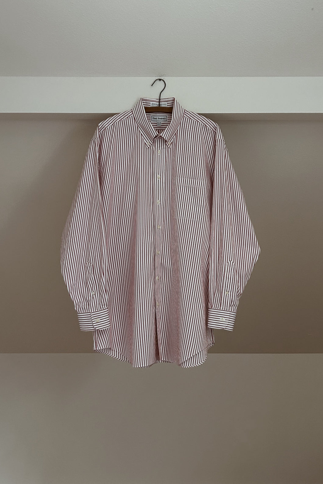 1980's RED STRIPE COTTON BUTTON DOWN | SIZE XL
