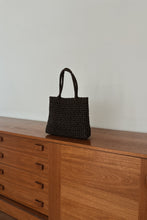 1990's BLACK WOVEN JUTE BAG | 12" x 9"
