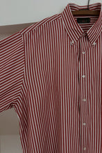 1990's J CREW RED STRIPE COTTON POPLIN | SIZE XL