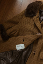 1960's MOD OCHRE WOOL + FUR COAT | SIZE M