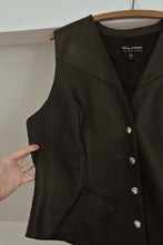 1990's WILSONS BLACK BUTTERY SOFT LEATHER BIKER VEST | SIZE M/L