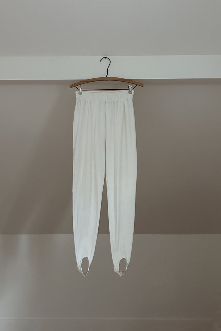 1980's RIBBED COTTON STIRRUP LEGGINGS | SIZE S