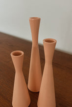 MID CENTURY STYLE PEACH PAINTED IRON CANDLE HOLDERS | SET OF THREE