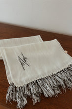 1950's "S" EMBROIDERED PURE SILK CREPE FRINGE SCARF | 46" x 11"
