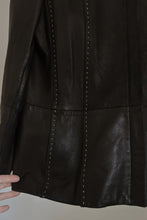 1990's BLACK CONTRAST STITCH BUTTERY LEATHER JACKET | SIZE M/L