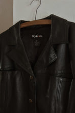 Y2K BLACK LEATHER SHIRT JACKET | SIZE L