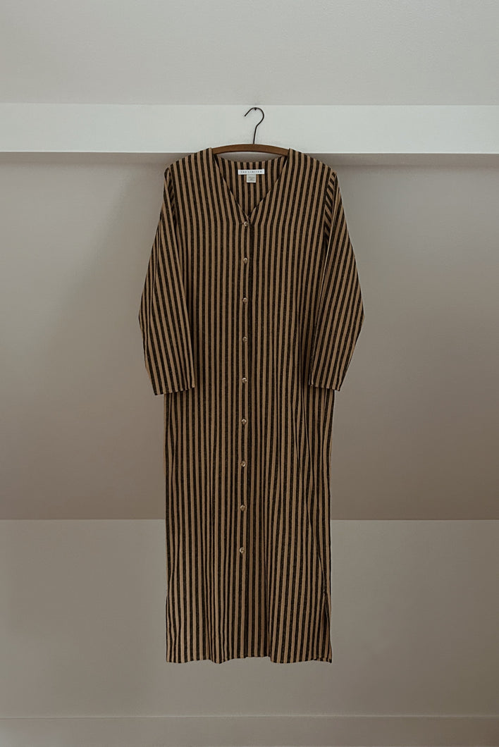 1990's LIMITED RAW SILK STRIPE DUSTER DRESS | SIZE XS/S