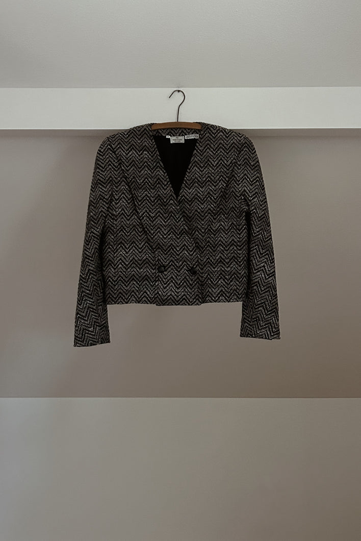 1980's VALENTINO CROPPED ITALIAN TWEED BLAZER | SIZE M