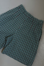 1980's PARIS SPORT PLAID COTTON PLEATED TROUSER SHORTS | SIZE 28
