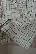 1990's IRISH LINEN WOVEN PLAID BUTTON BLOUSE | SIZE M