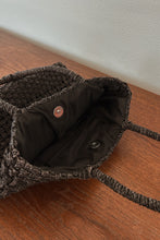 1990's BLACK WOVEN JUTE BAG | 12" x 9"