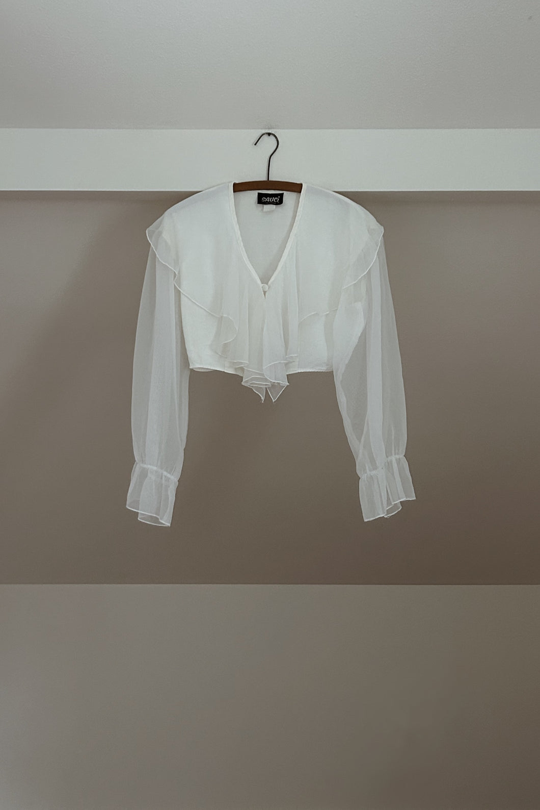 1990's SAUCI FEMME ORGANZA CROP BLOUSE | SIZE S