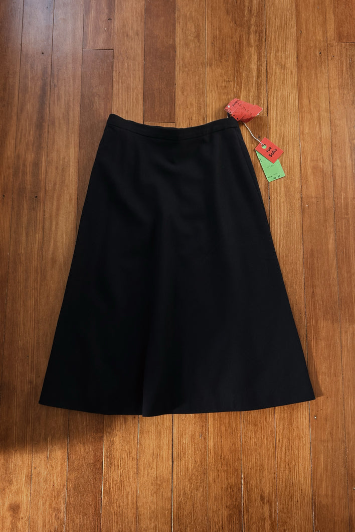 1970's SAKS NAVY WOOL MIDI SKIRT | SIZE S