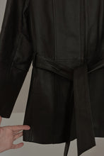 1990's CLASSIC BLACK LEATHER TRENCH JACKET | SIZE M