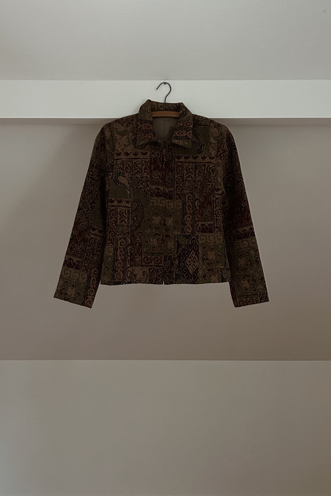 Y2K TEXTURED KILIM TAPESTRY JACKET | SIZE M