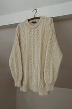 1990's ARAN PURE WOOL FISHERMAN KNIT JUMPER | SIZE M/L