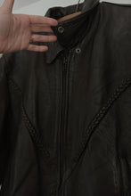 1980's BLACK BRAIDED LEATHER BIKER JACKET | SIZE M/L