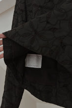 1980's BLACK LINEN EYELET EMBROIDERED PUFF SHOULDER JACKET | SIZE M