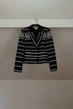 1990's CARLISLE NAVY EMBROIDERED WOOL PEPLUM BLAZER | SIZE S/M
