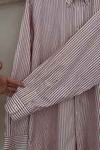 1980's RED STRIPE COTTON BUTTON DOWN | SIZE XL