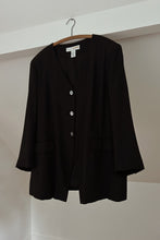 1990's DEENE NEW YORK MINIMAL WOVEN BLACK BLAZER | SIZE 3XL