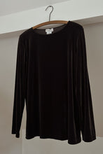 1990's JONES CHARCOAL VELVET LONGSLEEVE | SIZE M/L