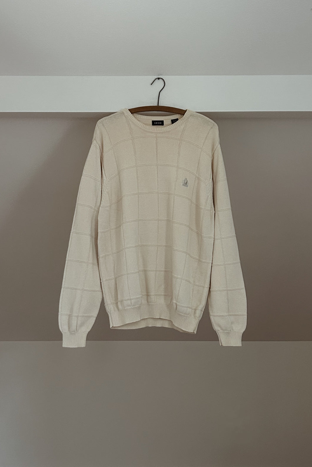 1990's IZOD COTTON GRID KNIT JUMPER | SIZE L