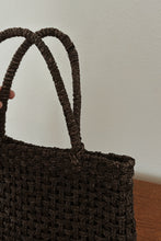 1990's BLACK WOVEN JUTE BAG | 12" x 9"