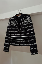 1990's CARLISLE NAVY EMBROIDERED WOOL PEPLUM BLAZER | SIZE S/M