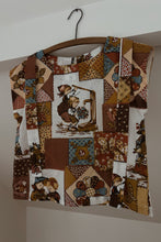 1970's PATCH FOLK FLORAL CAP SLEEVE TOP | SIZE XS