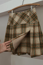 1960's WOVEN TWEED PLEATED WRAP MINI SKIRT | SIZE S