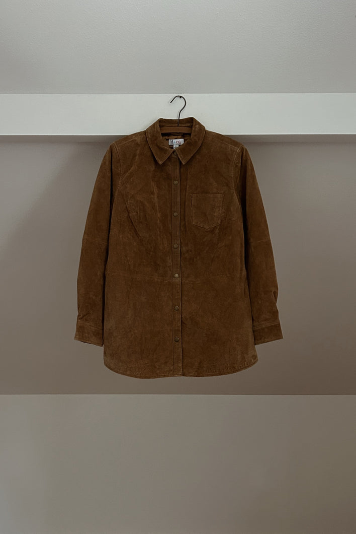 Y2K CAMEL SUEDE SHIRT JACKET | SIZE S