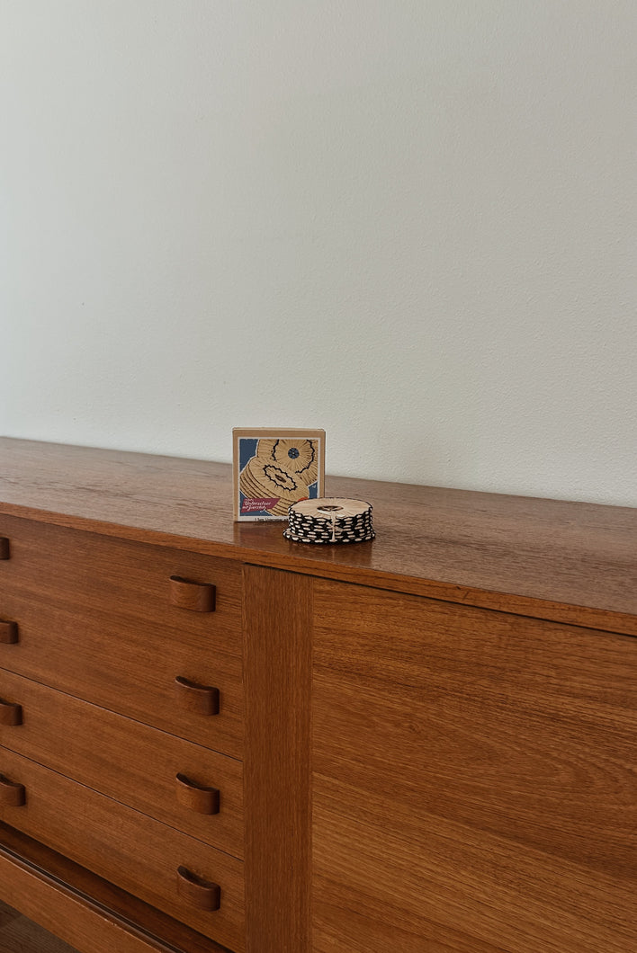 MID CENTURY RAFFIA COASTER SET | UNUSED