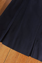 1970's NAVY WOOL PLEATED MIDI SKIRT | SIZE S