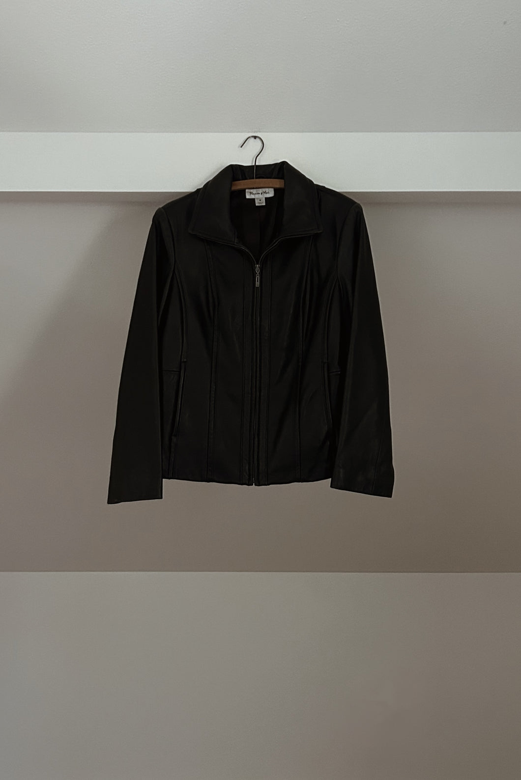 1990's BLACK LAMBSKIN LEATHER JACKET | SIZE M
