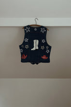 1980's SEQUIN EMBELLISHED WESTERN DENIM VEST | SIZE L