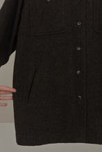 1990's CHARCOAL WOOL FLANNEL SHIRT JACKET | SIZE M