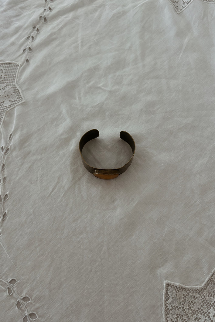 1970's RARE TRIKA BRASS + BALTIC AMBER CUFF BRACELET