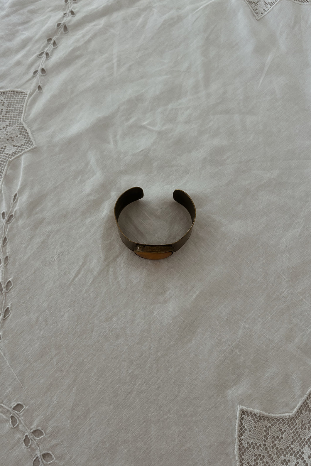 1970's RARE TRIKA BRASS + BALTIC AMBER CUFF BRACELET