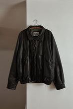 1990's CLASSIC BLACK LEATHER BOMBER JACKET | SIZE L/XL