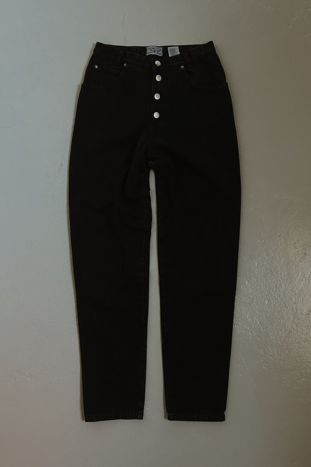 1980's PALMETTO'S BLACK HIGH RISE WESTERN BUTTON DENIM | SIZE 28