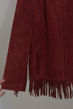 1990's BERNARDO RED SUEDE FRINGE JACKET | SIZE M/L