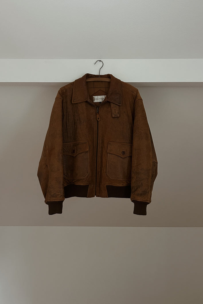 EARLY 1990's HERITAGE LEATHER BOMBER JACKET | SIZE M