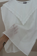 1990's EYELET COLLAR BOXY BLOUSE | SIZE M